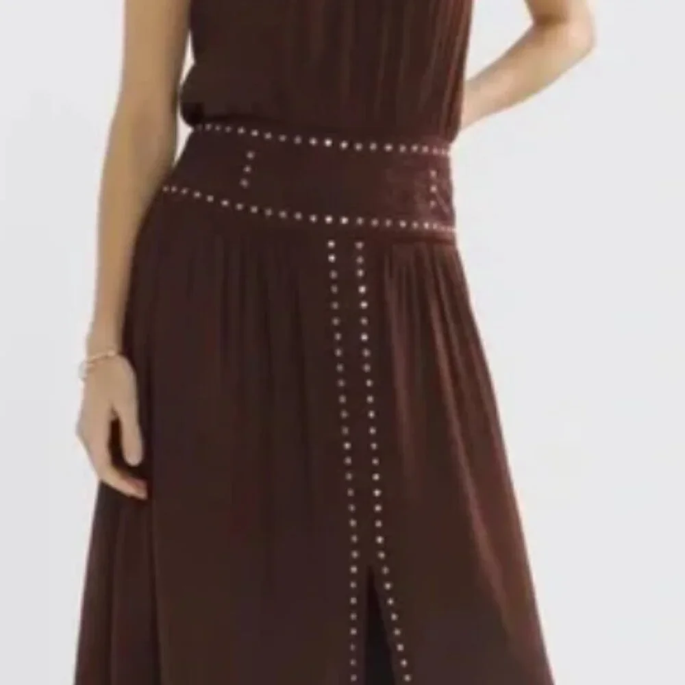 Black House White Market Brown Studded Halter Dress size 8 - Picture 1 of 4